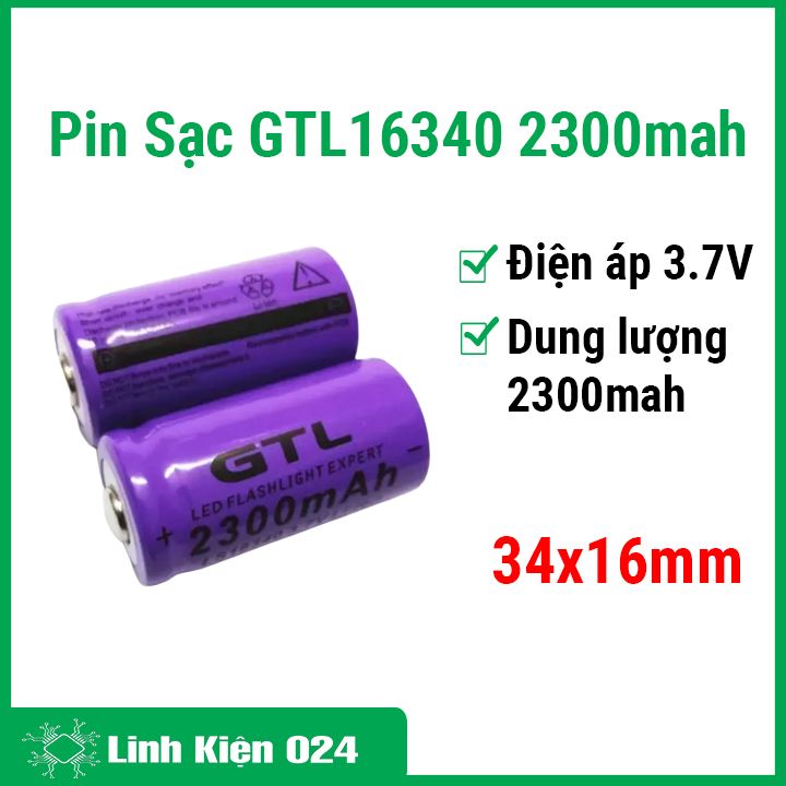 1 viên pin sạc gtl 16340 dung lượng 2300mah