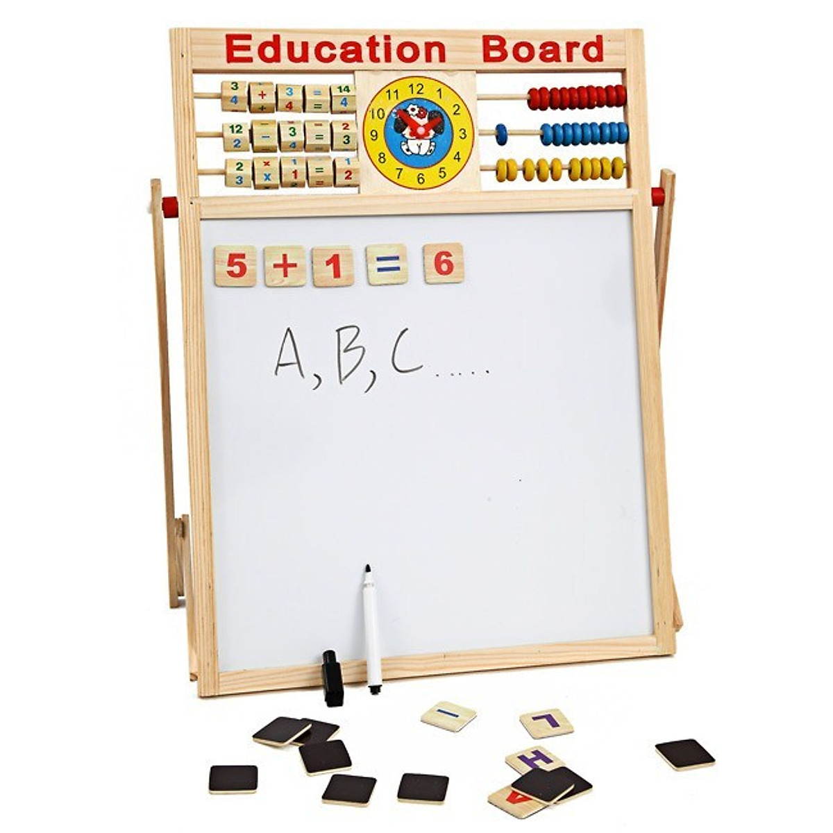 Table from 2 face Education Board and digits for baby, magnet board 2 surface for baby learning numbers and letters, with both the clock school watch hours