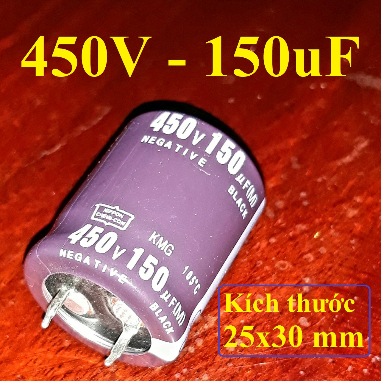 Tụ điện 450V - 150uF ( Mã 75 ) Capacito kích thước 25x30 mm - Chân cứng