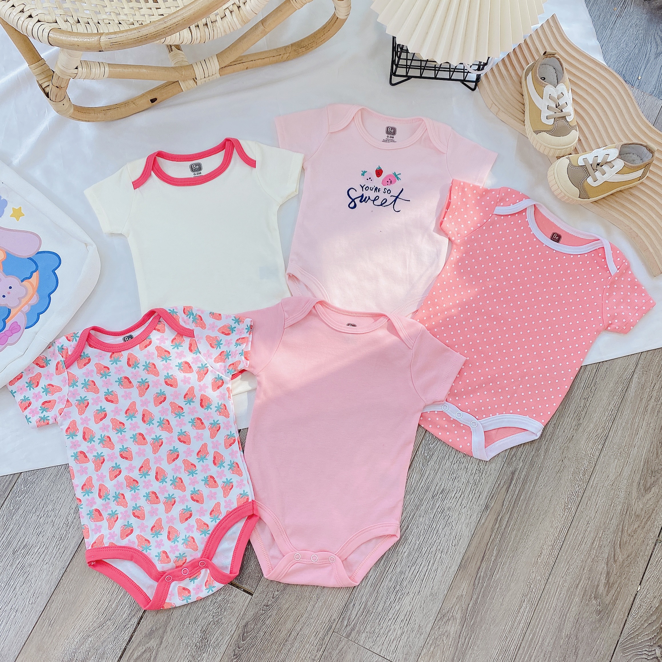 Set 5 body chip xuất dư cho bé trai, bé gái sơ sinh 3-8kg