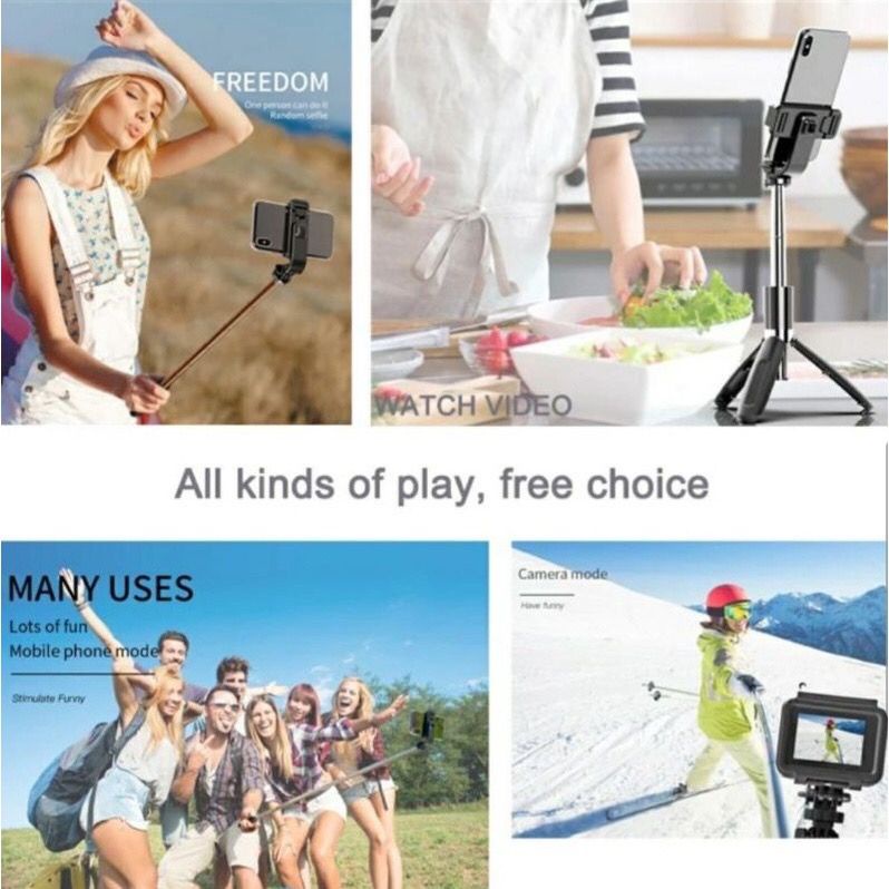 Gậy Chụp Ảnh Tự Sướng 3 Chân Đa Năng Q07  Kèm Đèn Selfie + Remote Bluetooth Siêu Tiện Lợi