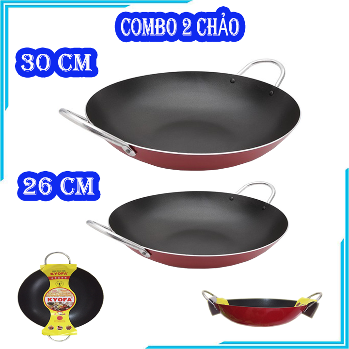 Chảo chống dính 2 quai sâu lòng size 30 cm và 26cm - Chảo chống dính 2 quai cao cấp