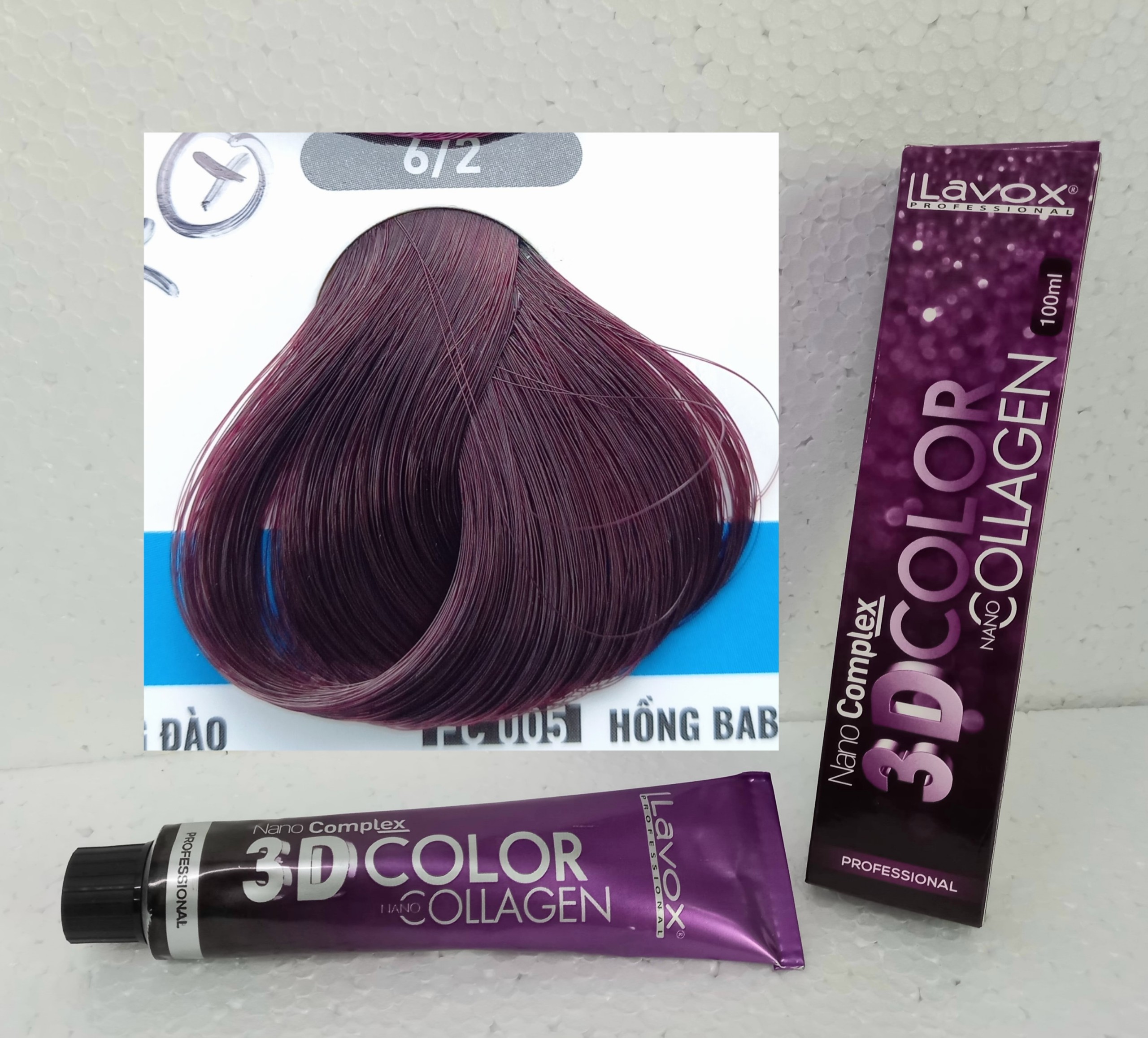 Nhuộm Lavox màu TÍM ÁNH ĐỎ (TẶNG KÈM OXY TRỢ NHUỘM) nhuộm Lavox tím color 3D Nano Collagen