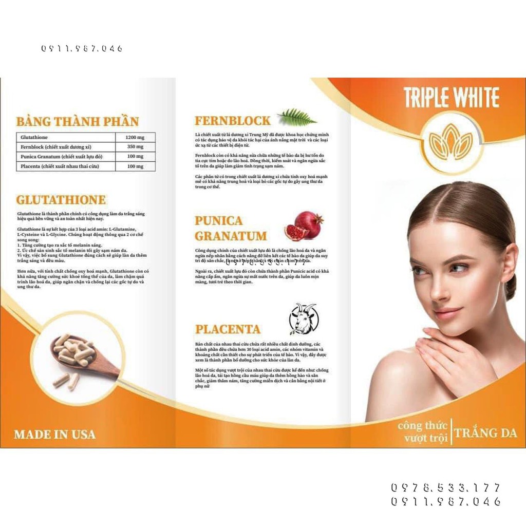 Viên Uống Hỗ Trợ Trắng Da Triple White (Mẫu mới)