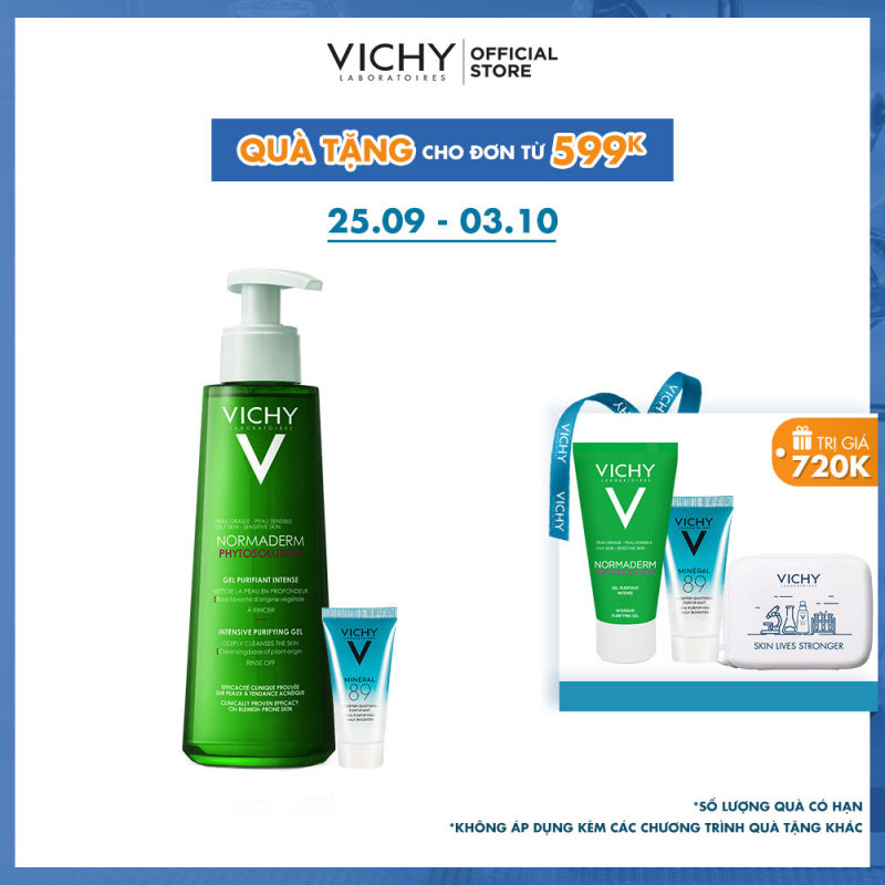 Bộ sản phẩm Gel Rửa Mặt  làm sạch sâu, giảm bã nhờn và se khít lỗ chân lông Vichy Normaderm Phytosolution Intensive Purifying Gel nhập khẩu