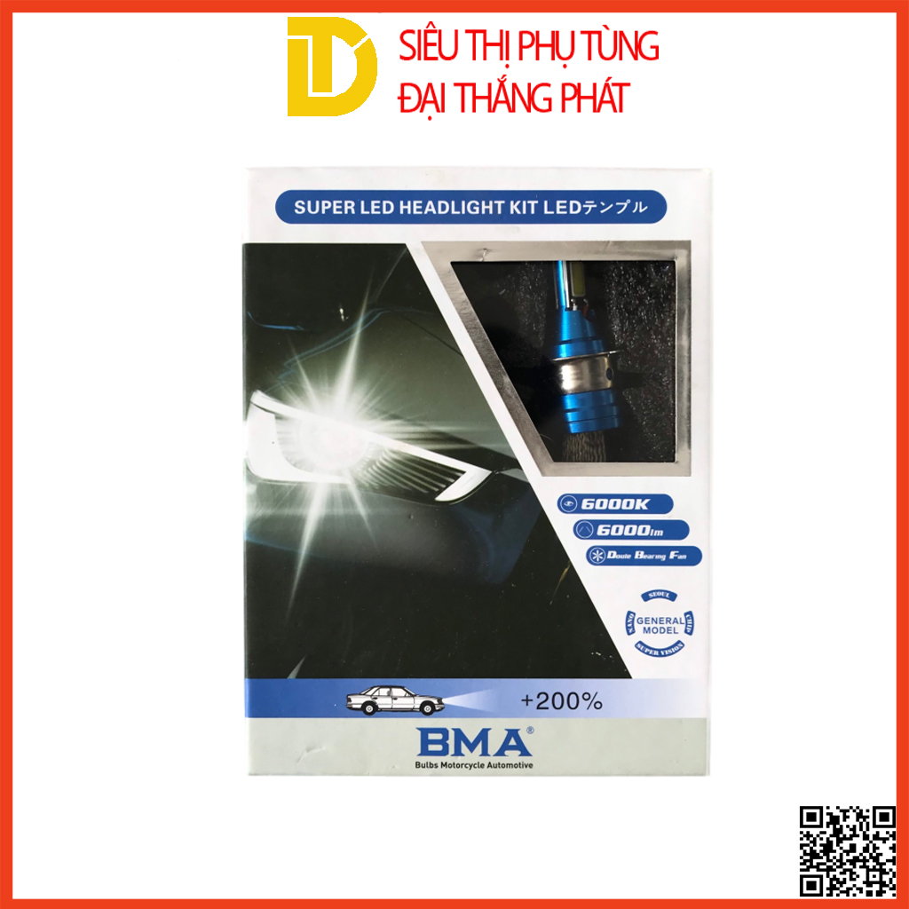 Đèn pha led bma z2, 2 tim, chân t19-h4 siêu sáng