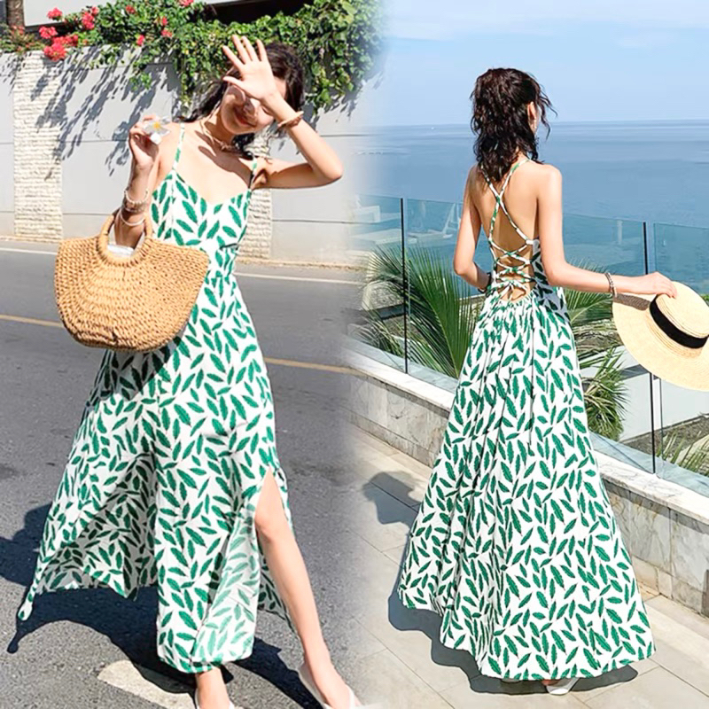 ĐẦM MAXI ĐI BIỂN ĐAN DÂY SAU LƯNG (có ảnh thật) MS51