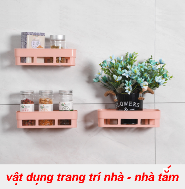 [HCM]Khay Kệ Nhựa Chữ Nhật Dán Tường Để Đồ Nhà Tắm - Kệ Dán Bao Chắc - Tiện Lợi Sang Trọng Không Khoan Tường