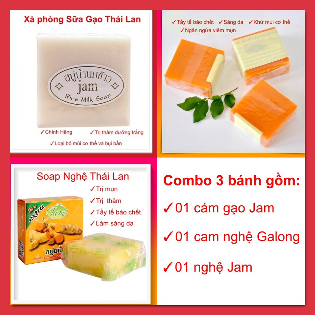 Xà Phòng Cám Gạo Thái Lan Jam Rice Milk Soap