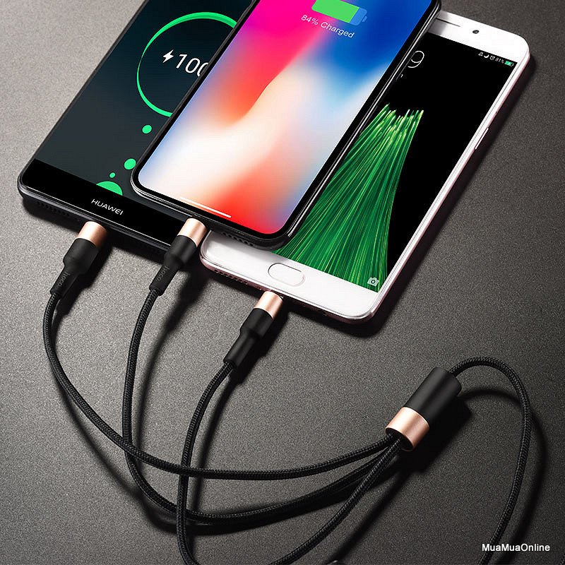 Cáp Sạc 3 Đầu Lightning + Micro Usb + Type-C Hoco X26