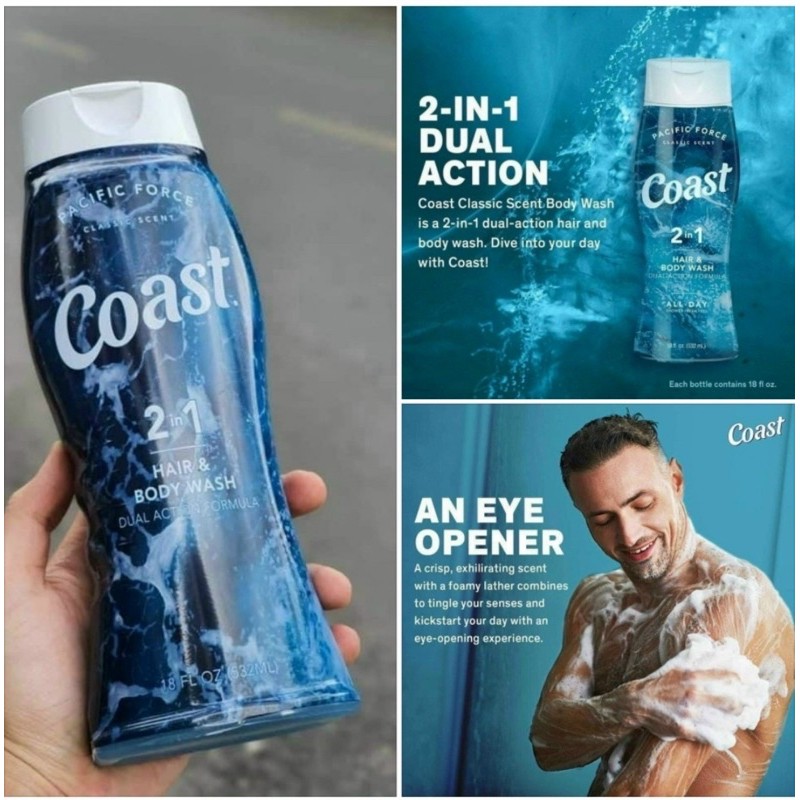 Sữa tắm gội cho nam Coast 532ml Mỹ
