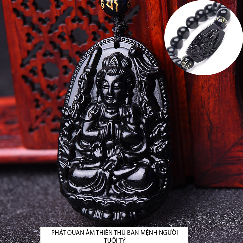 COMBO dây chuyền + vòng tay mặt phật đá tự nhiên cao cấp - Mang lại bình an may mắn tài lộc sức khỏe cho 12 tuổi bản mệnh - MS04012022