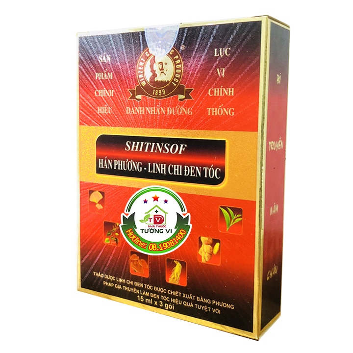 [CHÍNH HÃNG] Dầu gội đen tóc Shitinsof Hán Phương Linh Chi (Hộp 3 gói)