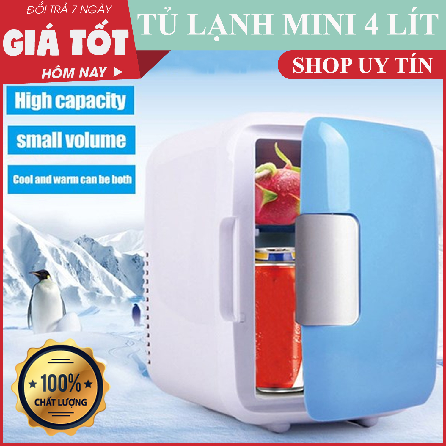Tủ lạnh, tủ mát mini 12V dùng trên oto, xe hơi (4Lít, hai chiều nóng lạnh) Cao cấp Agiadep - Tủ lạnh mini đựng mỹ phẩm, sữa cho bé, đồ dùng, thực phẩm trên xe ô tô . BH UY TÍN 1 ĐỔI 1