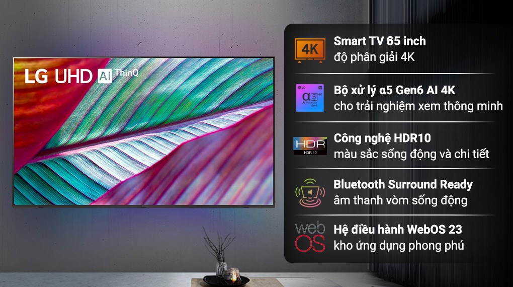 [TRẢ GÓP 0%] Smart Tivi LG 4K 65 inch 65UR7550PSC (Giá áp dụng giao tại HN, HCM& các tỉnh liên hệ shop)