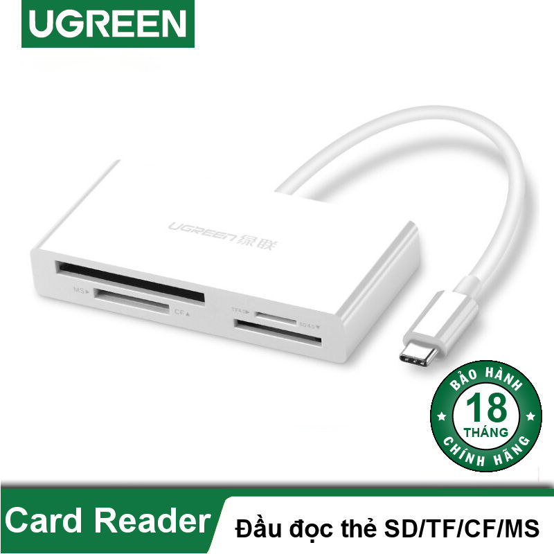 Bảng giá Bộ chuyển đổi USB-C sang đầu đọc thẻ nhớ 4 cổng Micro SD/TF/CF/MS UGREEN CM102 40444  - Hãng phân phối chính thức Phong Vũ