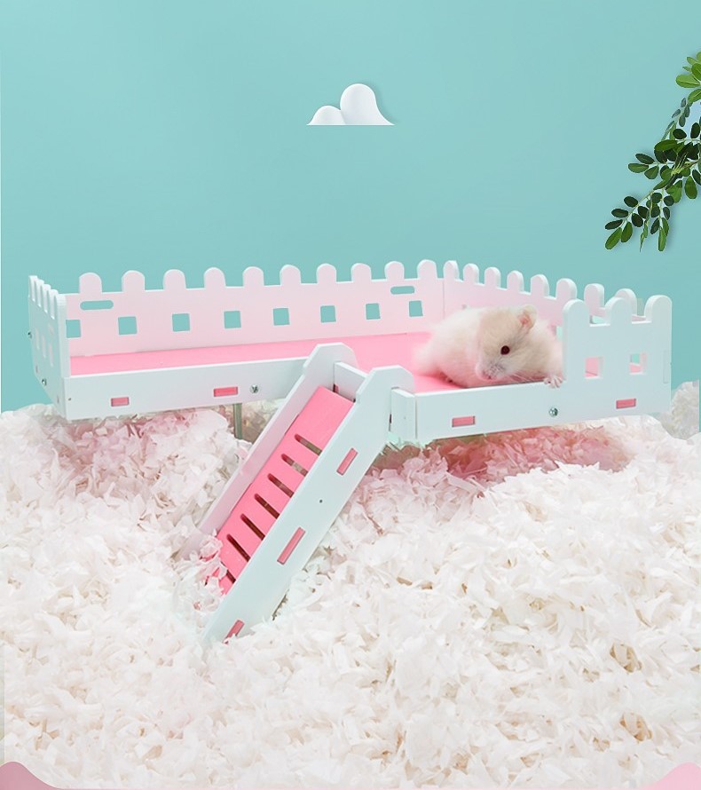 tầng gỗ màu hàng rào 2 size dành cho hamster  - T3 PETS SHOP