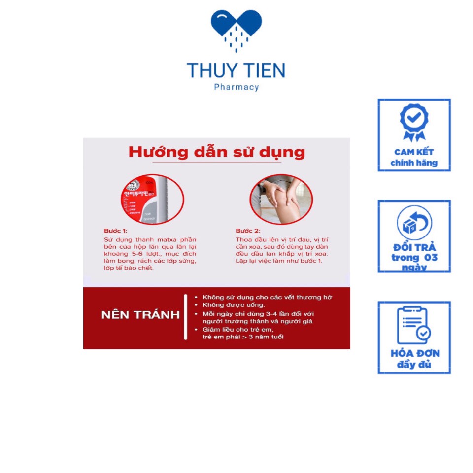 Dầu nóng lăn hàn quốc 100ml