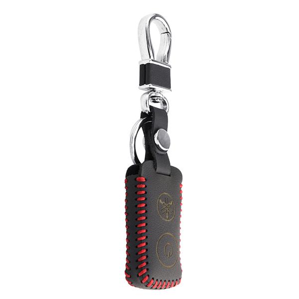 ♨ leather key cover for yamaha nvx155 qbix aerox jauns xmax300 2 button motorcycle keychain smart keybags fob protect shell case