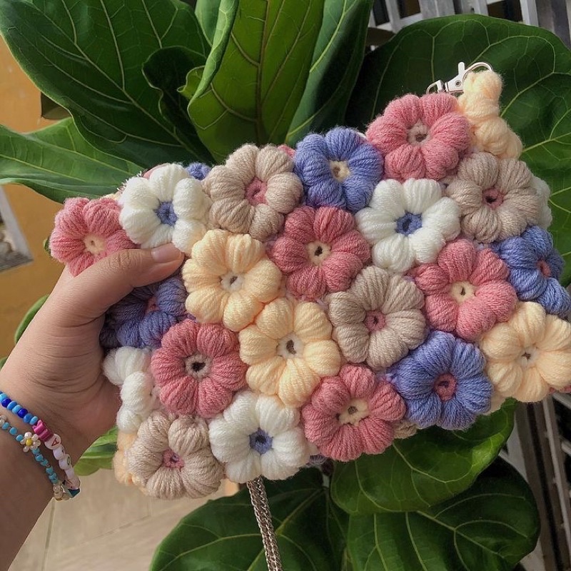 TÚI LEN GHÉP HOA. HÀNG HANDMADE