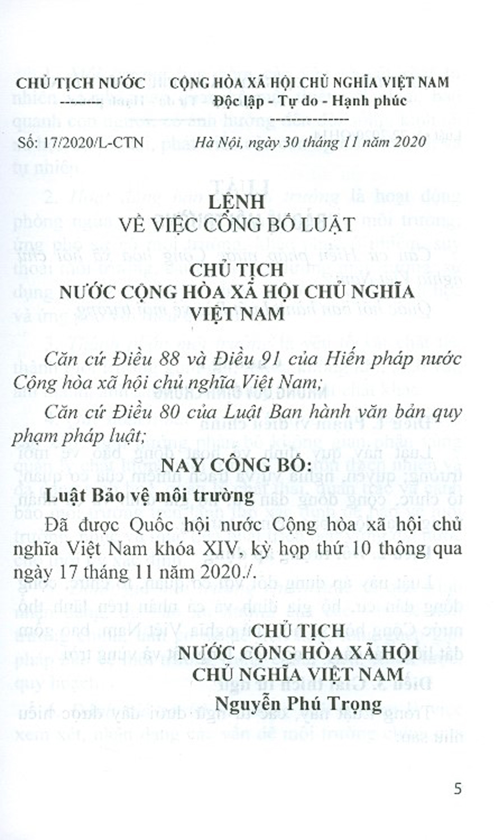 Luật Bảo Vệ Môi Trường Năm 2020