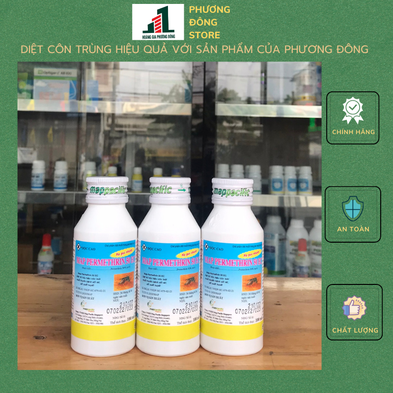 Thuốc diệt muỗi và côn trùng hiệu quả  Map Permethrin 50EC -  chai 100ml