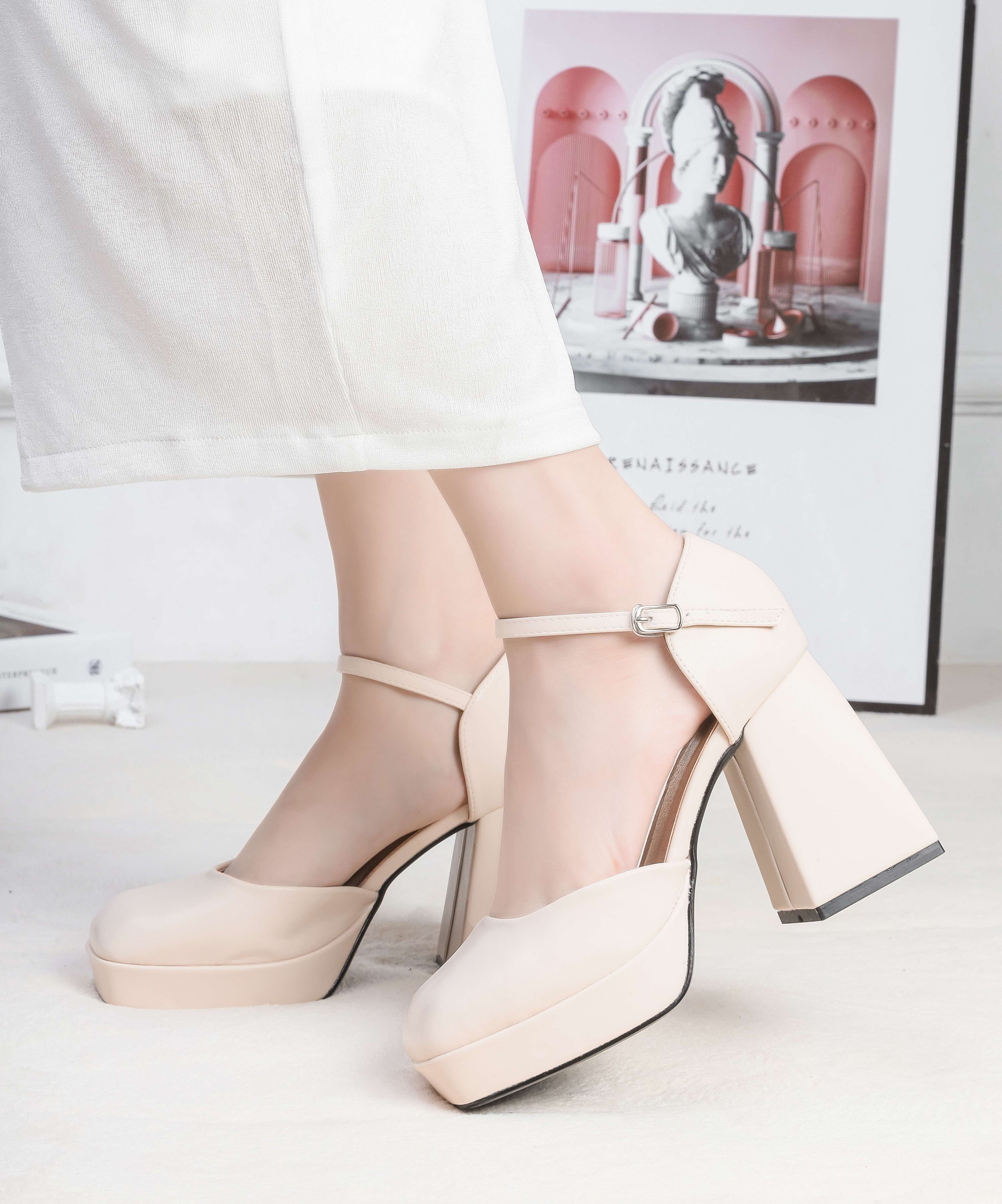 [Form to] Giày Cao Gót Đúp 10cm Mũi Vuông Pixie H075