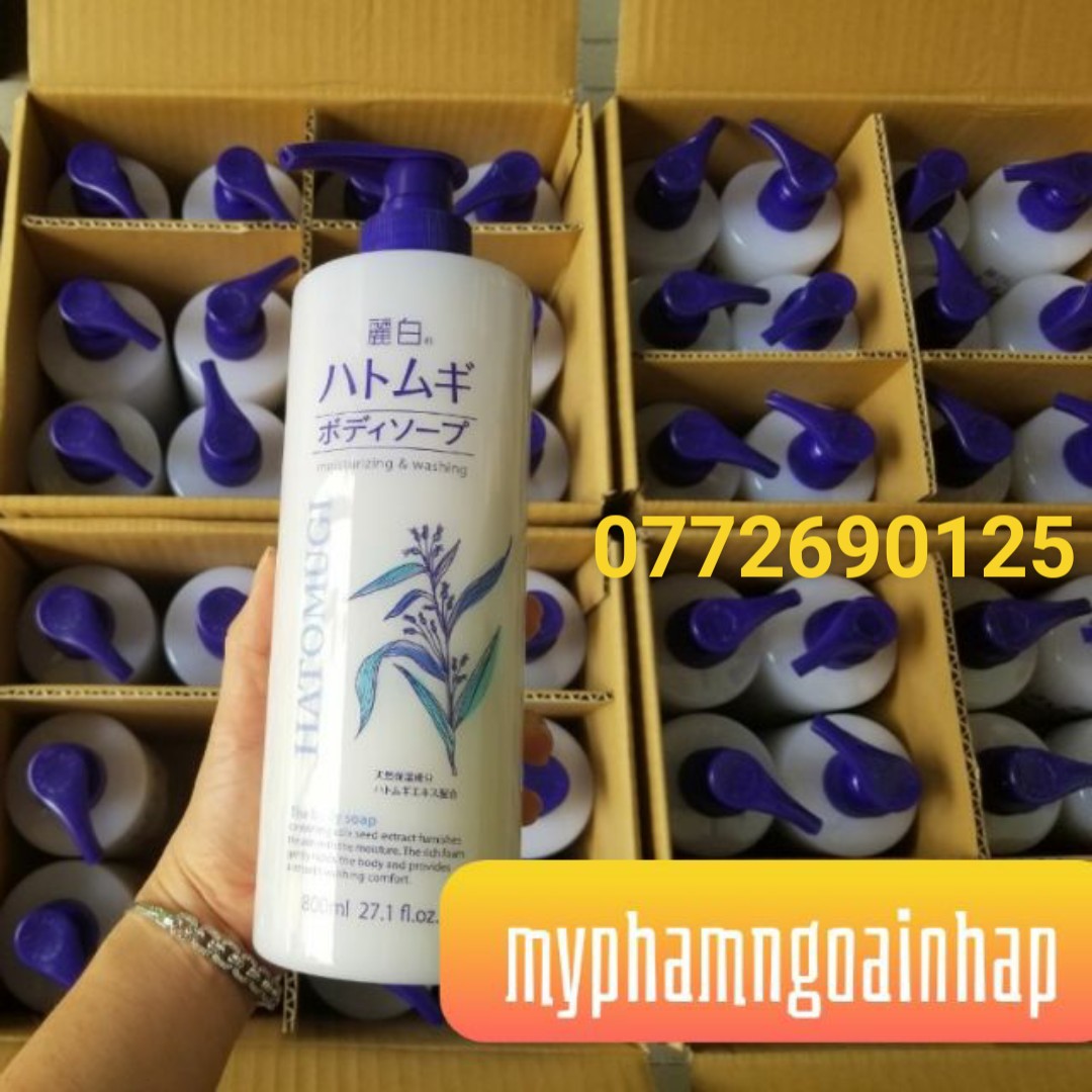 Sữa Tắm Dưỡng Ẩm Trắng Da Hatomugi Nhật 800ml
