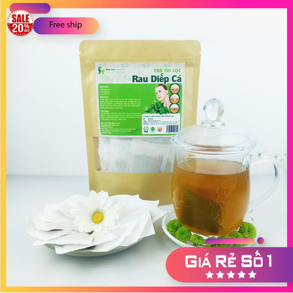 Trà Túi Lọc Diếp Cá túi zip 90g - (Giải độc cơ thể, điều trị mụ.n và tốt cho da, kiểm soát cân nặng hiệu quả, tốt với bệnh đái tháo đường, tăng sức đề kháng & hệ miễn dịch,...) Thành phần: