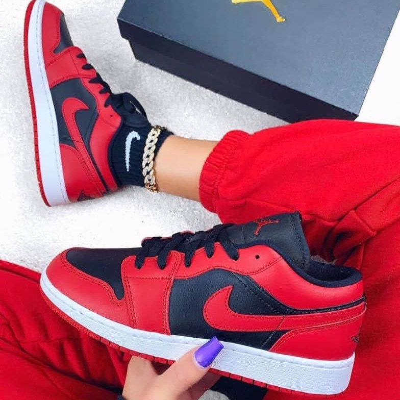Giày Nam nữ Sneaker Air J0rdan 1 low reverse bread ( giày Sneaker JD1 màu đỏ đen)