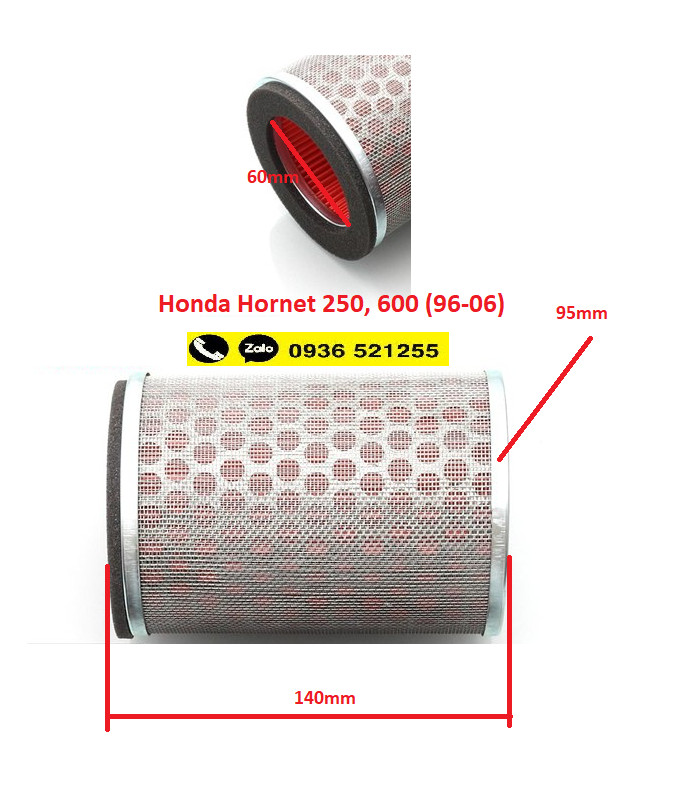 Lọc gió lọc không khí Honda Hornet 250, 600 (96-06) và các dòng xe tương ứng