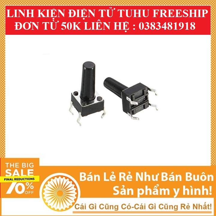 combo 5 Nút nhấn nút bấm 4 Chân 6x6x5mm 6x6x12mm