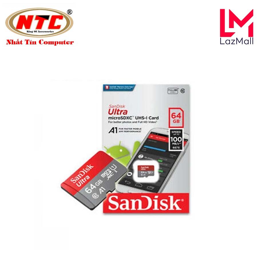 Thẻ nhớ MicroSDXC SanDisk Ultra A1 64GB Class 10 U1 tốc độ 100MB/s box Anh - Phiên bản mới 2019 (Đỏ)