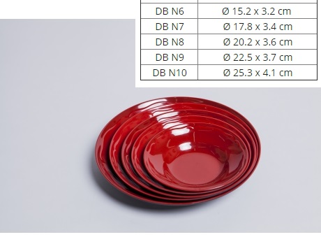 Dĩa Nhựa Melamine Sâu Lòng 2 Lớp Đỏ Đen