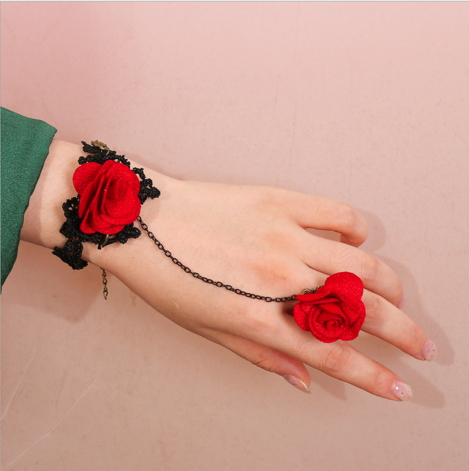 [HCM]Vòng tay choker 2 bông hồng đỏ phá cách