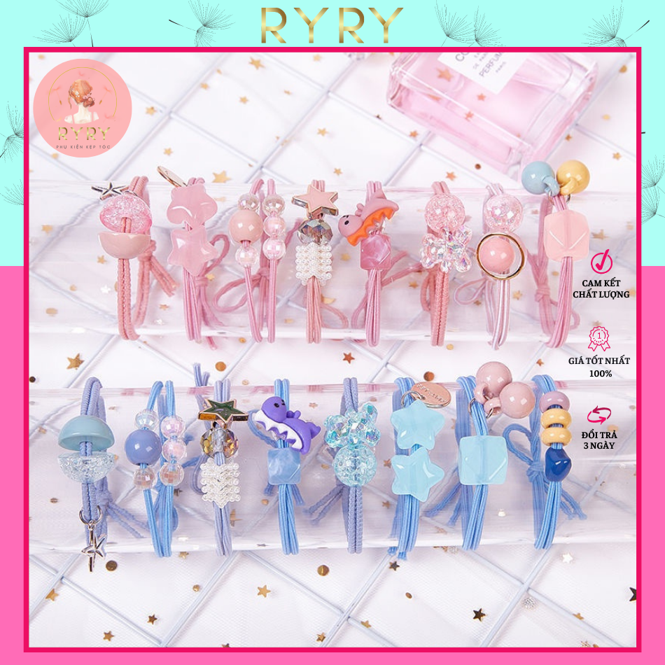 Set 12 Dây Cột Tóc xinh xắn dành cho nữ -4 màu lựa chọn
