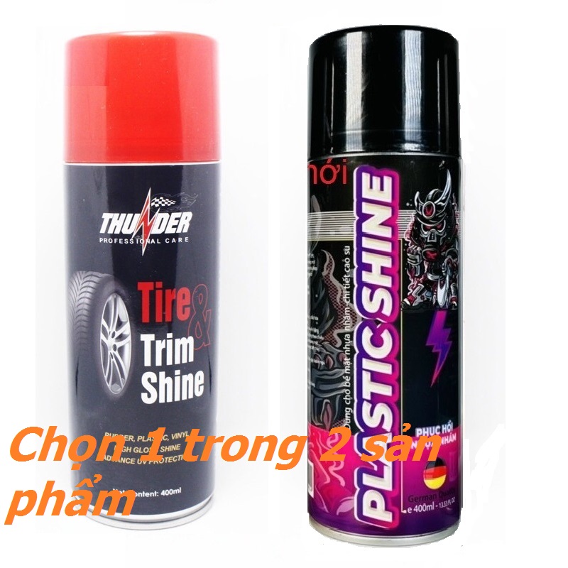 [Oto-xemay]Chai Xịt Dưỡng Lốp, Phục Hồi Nhựa nhám Thunder 400ml, Chai bảo vệ nhựa đen và lốp xe Sprayking khách tùy chọn theo phân loại mua sản phẩm