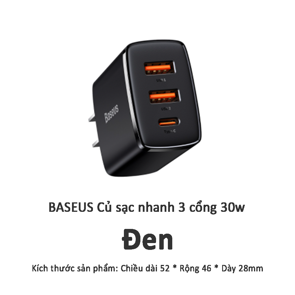 Củ sạc nhanh Baseus 30W PD USB Type C cho iPhone 12 Pro Max 11 Mini 8 Plus