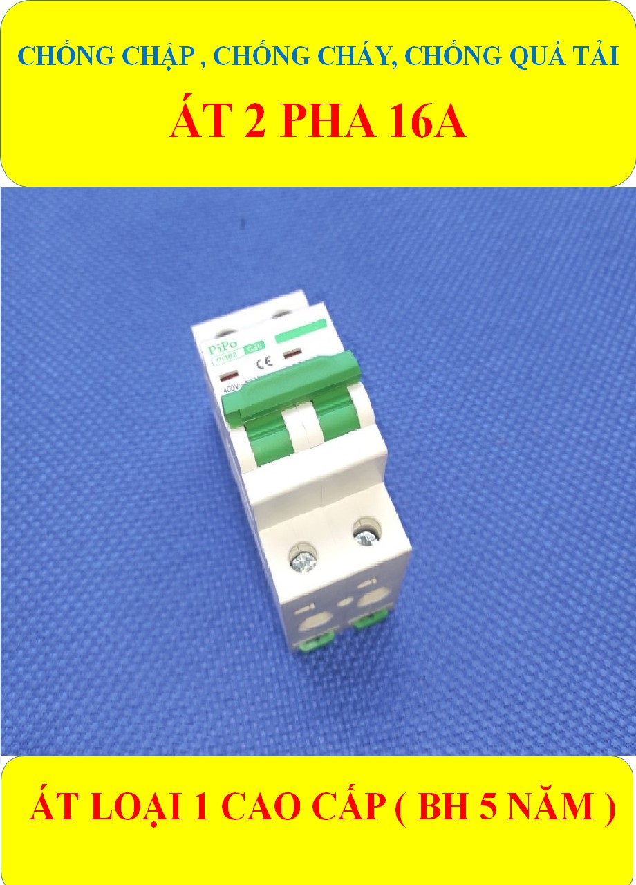 Cầu dao tự động, Aptomat 2 PHA 16A (BH 5 năm ) Chống chập, Chống ngắn mạch, Chống cháy, Chống quá tải HÀNG LOẠI 1 CÁO CẤP (bộ 1 sản phẩm)