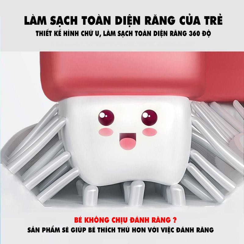 Bàn chải đánh răng cho bé chữ U Silicon cao cấp, siêu mềm cho bé 2-6 tuổi Nevaki NK23