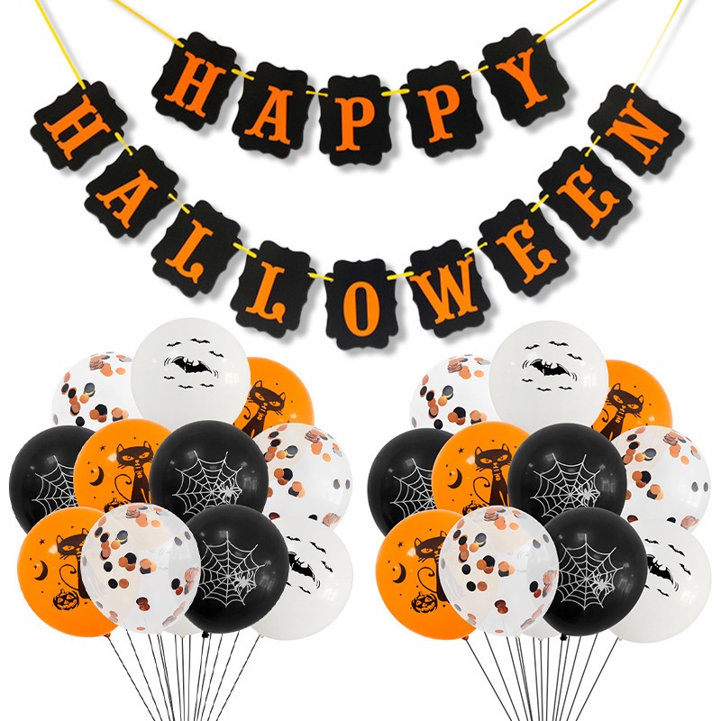 Black orange balloon set props for Halloween festive party photo booth props balloon decor for coffee shop