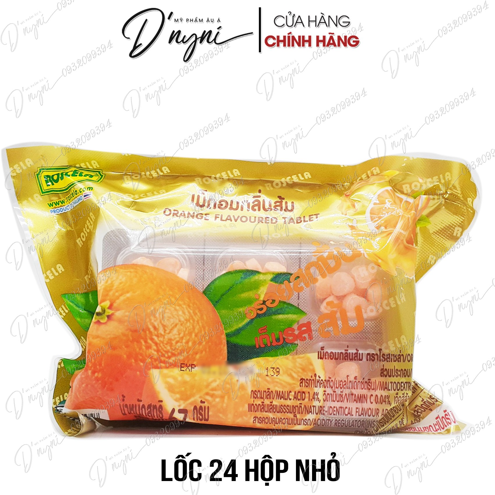 Thai roscela orange candy 2,8 gram childhood orange candy