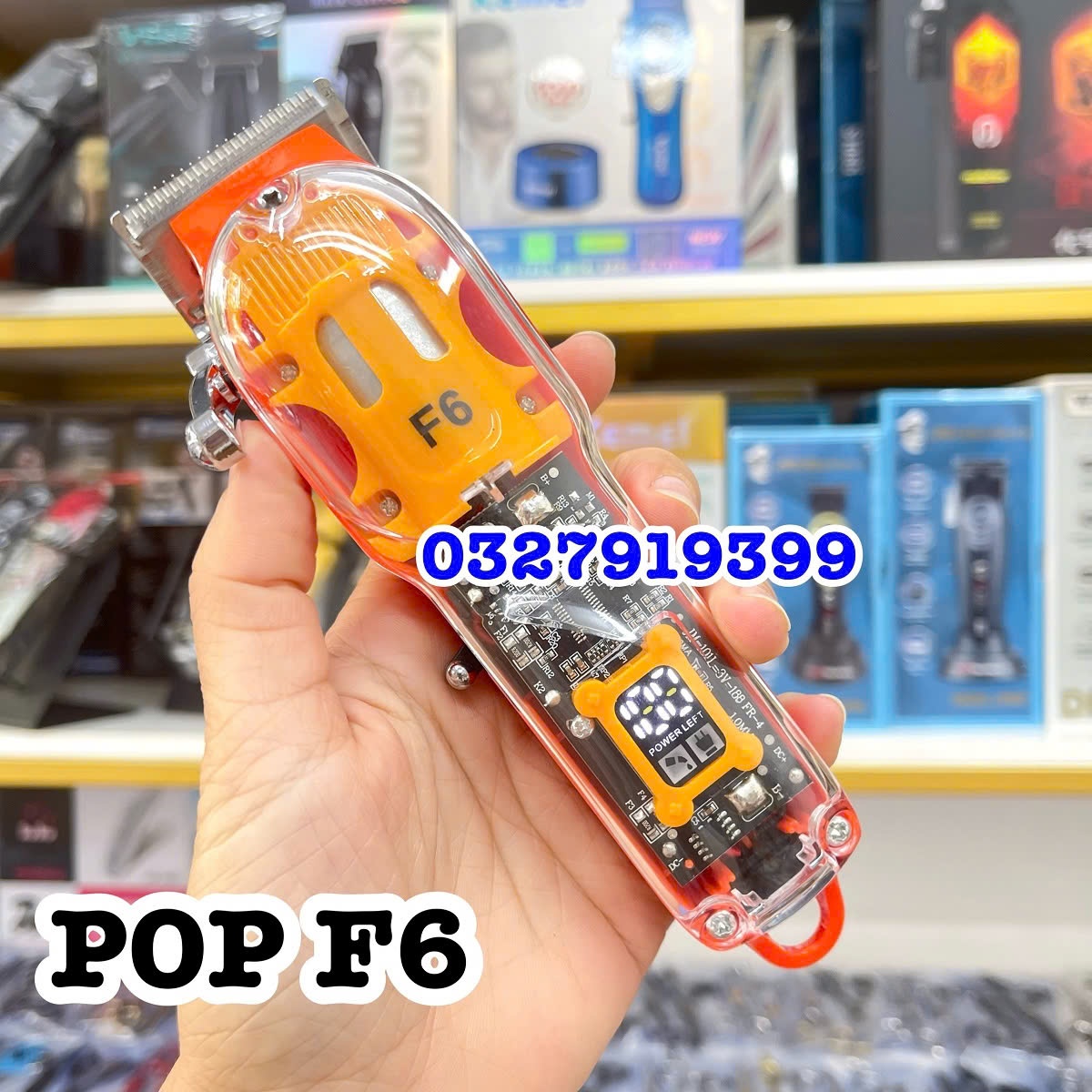 POP F6 Tông đơ cắt tóc lưỡi kép cao cấp công suất 10W màn hình LCD hiển thị pin thời gian sử dụng 180 phút phù hợp cho gia đình salon