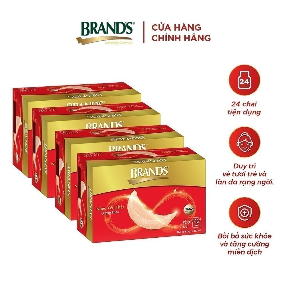 [Giao hàng 2h] Combo 4 Nước yến thật BRAND'S Đường Phèn (42 ml x 24 lọ)