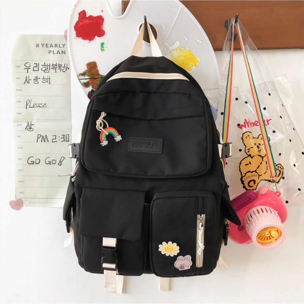 Balo Ulzzang Hàn Quốc balo đi học cặp sách nam nữ thời trang nữ basic cặp chống nước ETER BAG BL05