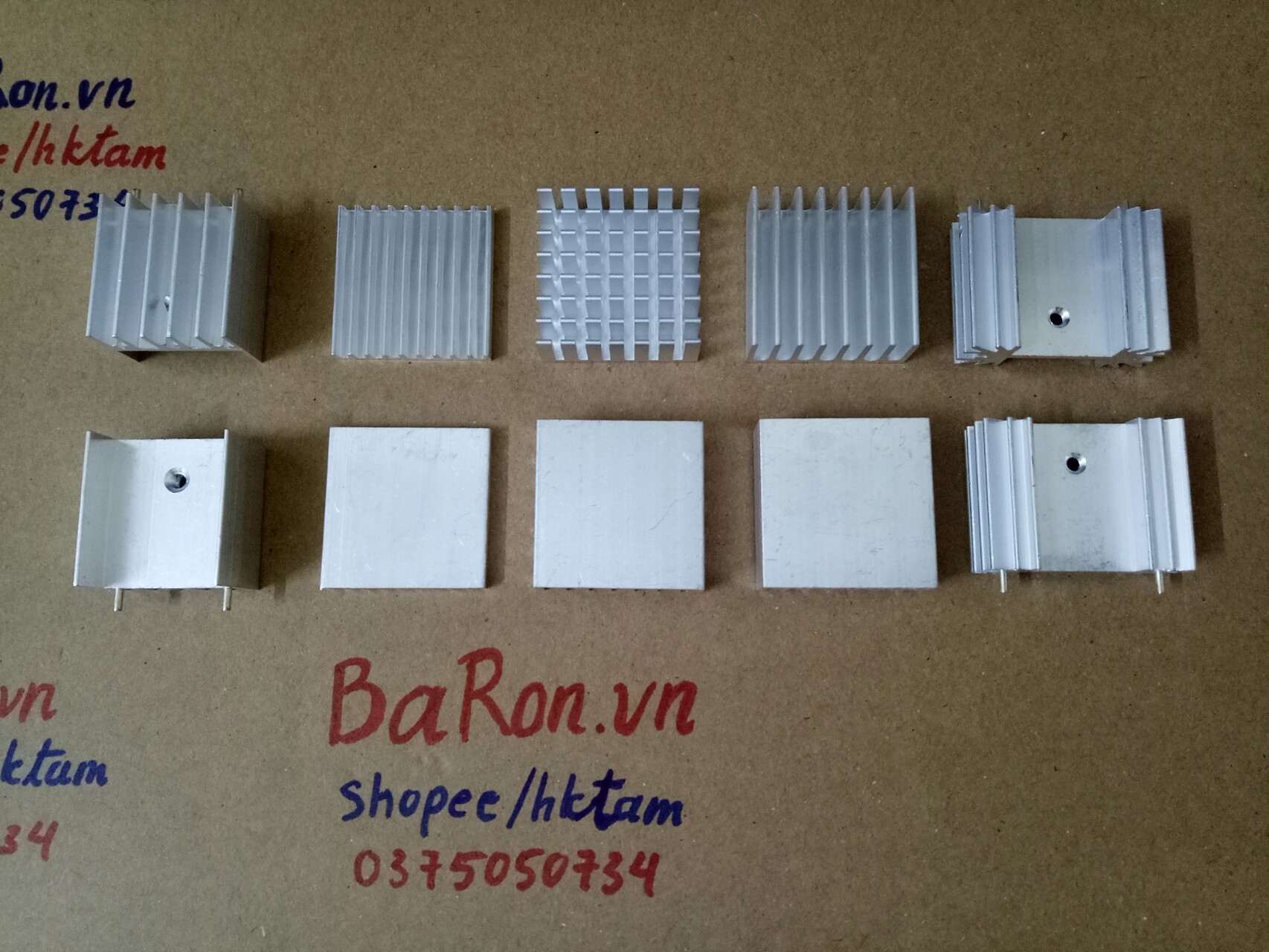 Nhôm tản nhiệt cho Sò, IC, chip Set, bóng LED (nhiều lựa chọn)