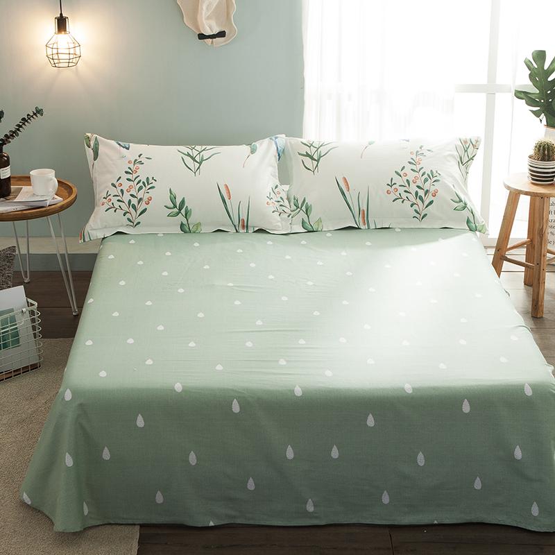 Trên Giường Bộ Bốn Chiếc 100% Cotton 100% Cotton In Lưới Thông Gió Màu Đỏ Ga Trải Giường 1.8m Giường Vài Giản Lược Sắc Xanh Thiên Nhiên Nông Thôn Vỏ Chăn