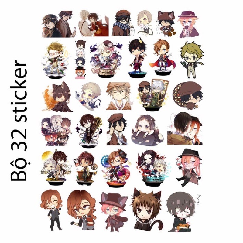 30-60 Sticker/ hình dán bungou stray dogs ép lụa