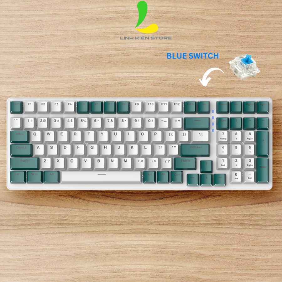 Bàn phím cơ ziyoulang k6 cao cấp - phím cơ gaming 100 phím trục cơ kết nối bluetooth và usb, tuổi thọ 50 triệu lần bấm