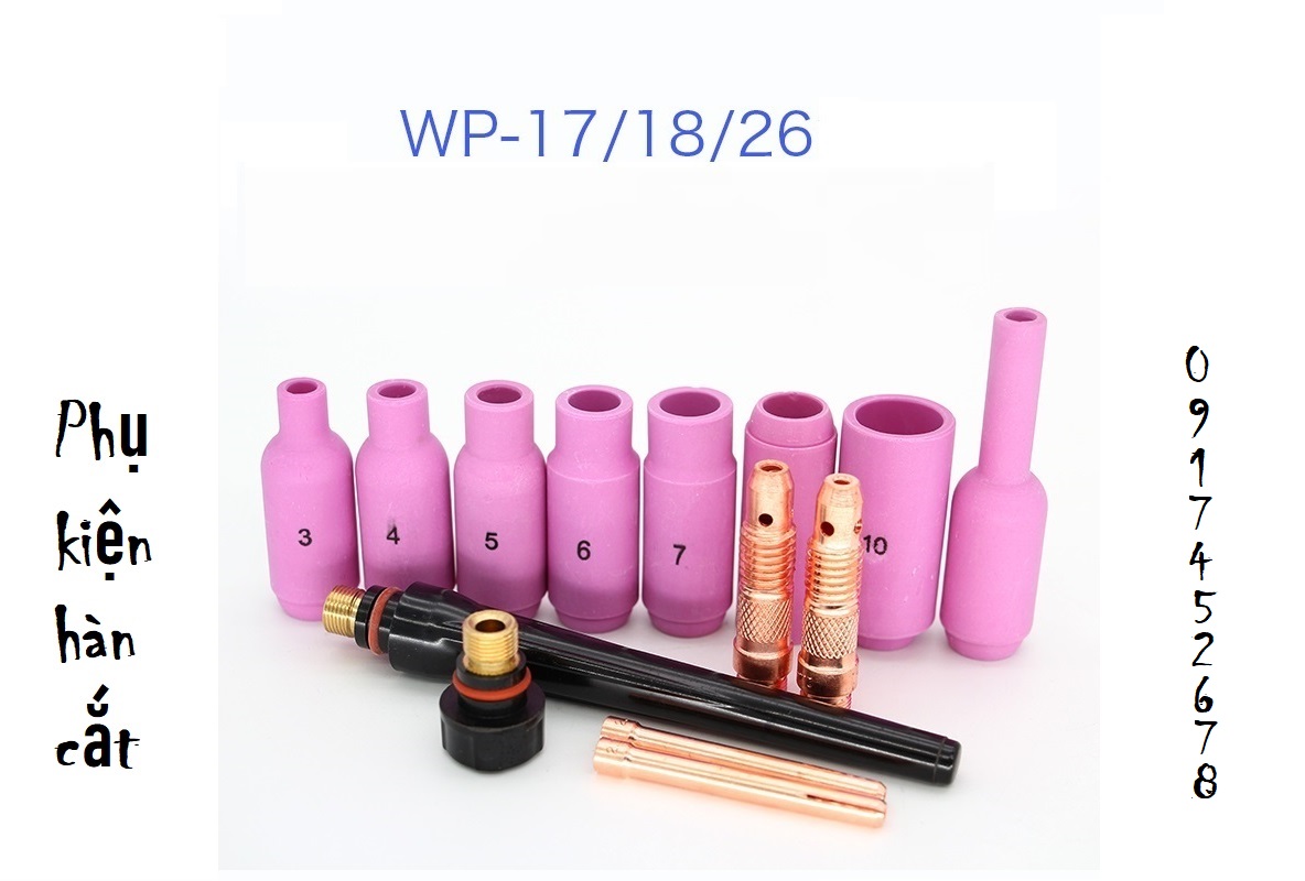 Chuôi súng hàn tig WP - Bộ 3 cái chuôi mỏ hàn tig WP26/17/18, màu đen
